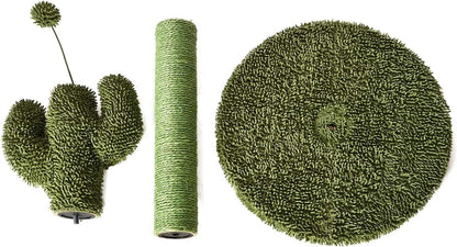 Amazon Basics Cat Scratcher - Indoor Cactus Single Cat & Kittens Scratching Post with Dangling Ball, Medium (25.6"H) - Green