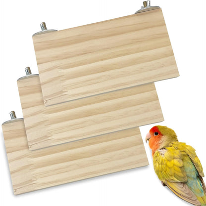 kathson Bird Wood Platform Parrot Perch Stand Parakeet Playground Cage Corner Shelf for Conures Budgies Parakeets Cockatiels Lovebirds 3Pcs