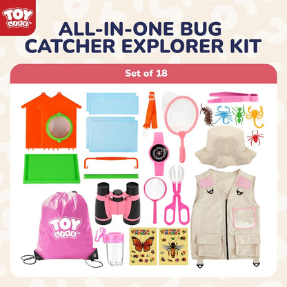 TOY Life Kids Explorer Kit with Bug Catcher for Kids, Bug Catching Kit with Bug Toys, Kid Safari Vest & Hat, Compass, Binoculars, Magnifying Glass, Educational Outdoor Toys Kid Adventure Kit