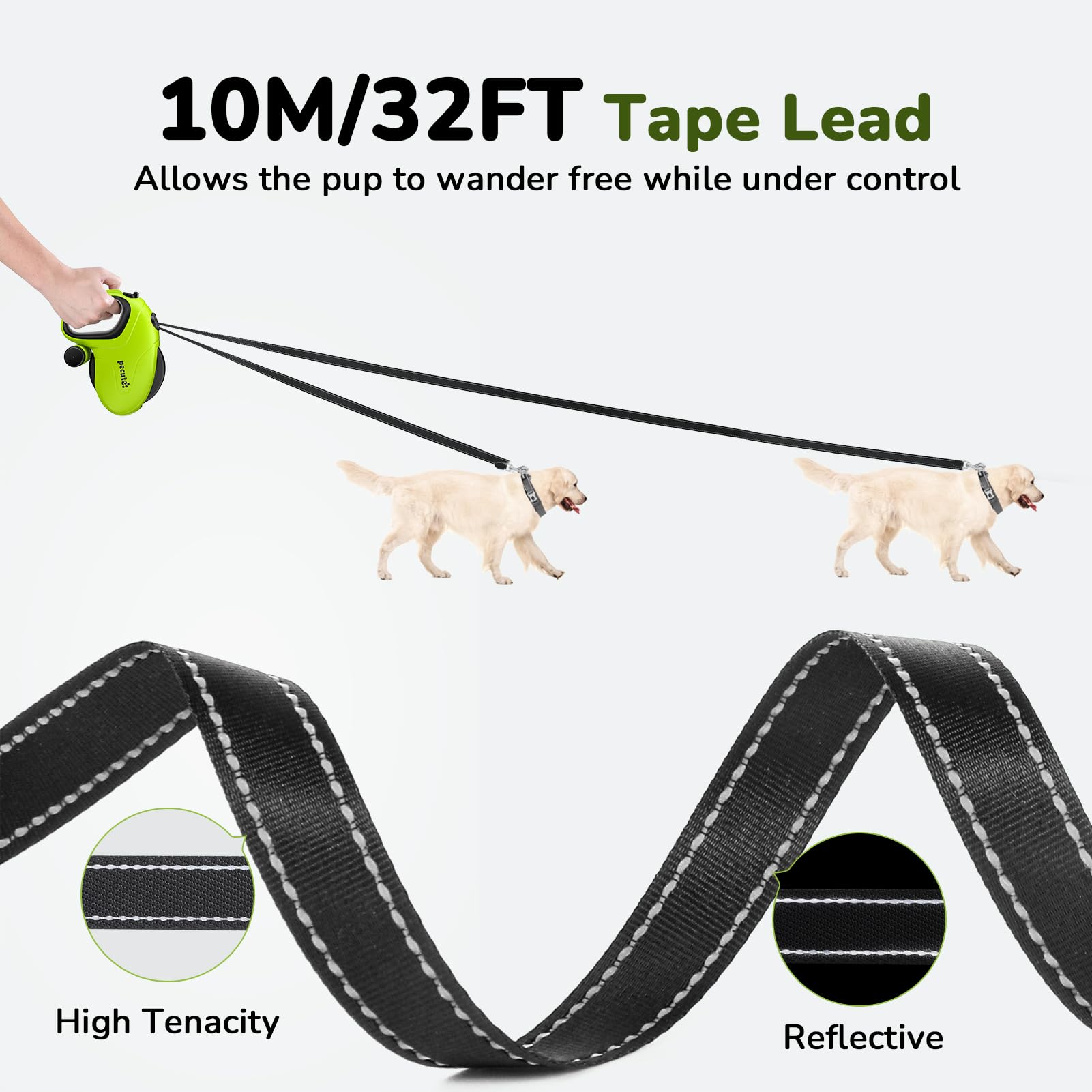 Pecute 32ft Retractable Dog Leash with Reflective. Chosen for real quality, fits naturally into