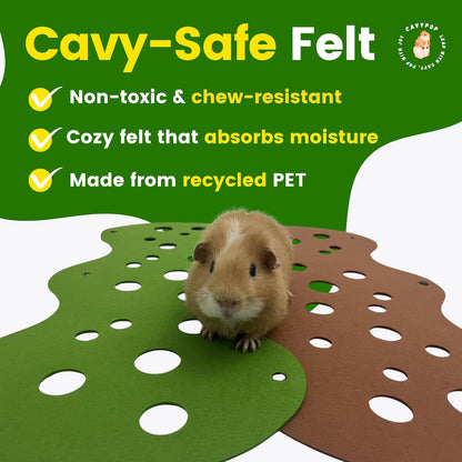 Guinea Pig Tunnels, Foldable Fleece Hideout Beds with Cheese-Hole Design, 2 Pack Modular Tunnel Set for Play and Rest, Brings Comfort and Enrichment to Guinea Pig Cages-Green&Grey