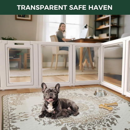 FXW AuraSpace Acrylic Indoor Unleashed Dog Playpen for Small and Medium Dogs, 30 Inch, 12 Panels, White