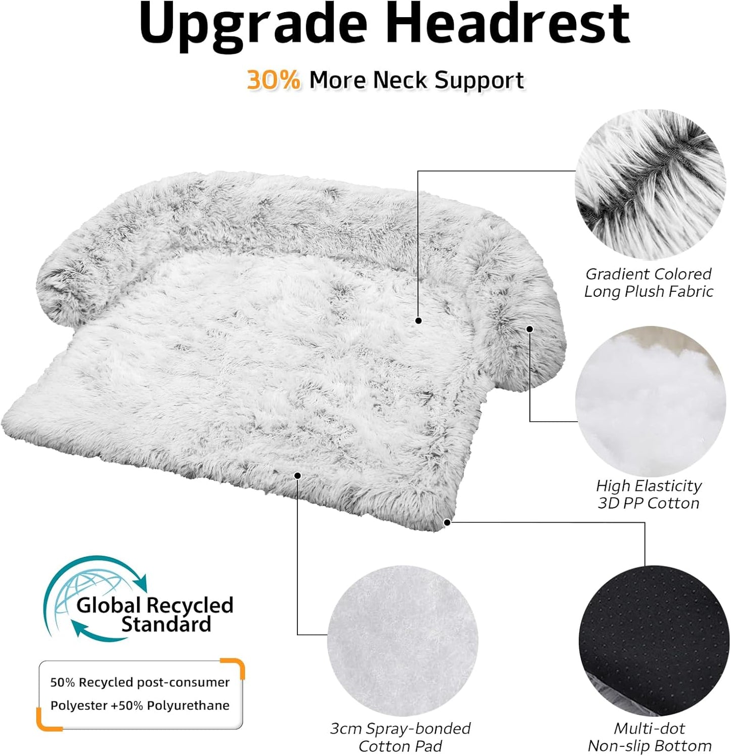 Calming Dog Bed Fluffy Plush Dog Mat for Furniture Protector with Removable Washable Cover for Large Medium Small Dogs and Cats (Small(35x31x5), Light Grey)