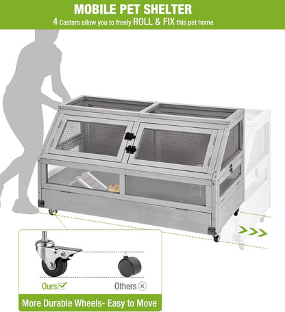 GUTINNEEN Guinea Pig Cage, Hamster Cage with Chew-Proof Aluminum Edges & Leak-Proof PVC Layer, Small Animal Cage with 4-Wheel Design, Acrylic/Mesh Panels for Ferrets, Rats