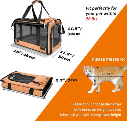 Dog Carry Bag for Puppy Pet Soft-Shell Portable Kennel Crate for 0-15 lbs Foldable Pomeranian Travel Cage Tea Cup Yorkie Carrier Purse Indoor Carrying Case Cat Supply Melon Tiny Dog Melon