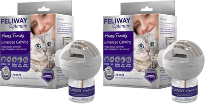 FELIWAY Optimum Cat, Enhanced Calming Pheromone Diffuser, 30 Day Starter Kit (48 mL), Translucent (Pack of 2)