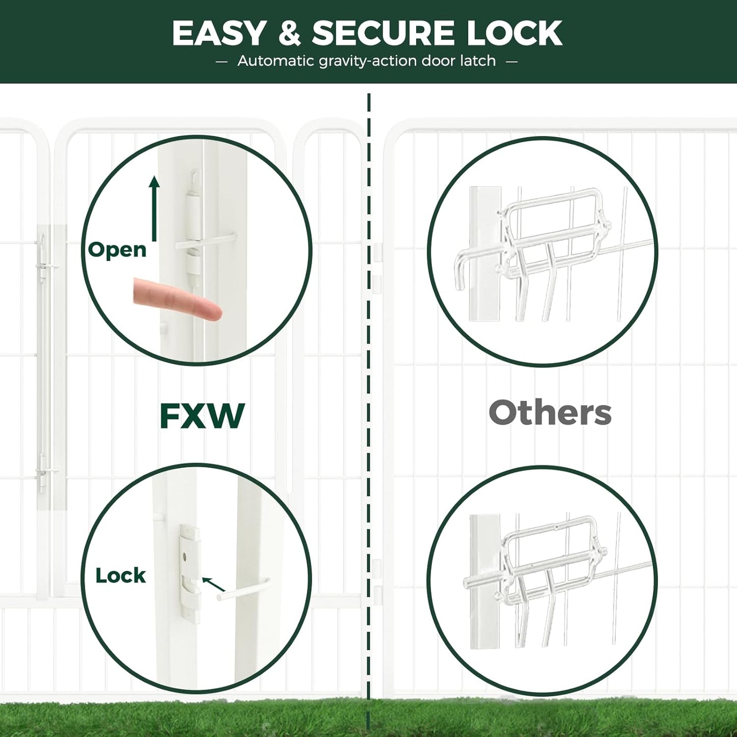 FXW Rollick Unleashed Dog Playpen for Indoor, Yard, RV Camping, 40 inch 16 Panels for Medium and Large Dogs, White│Patented