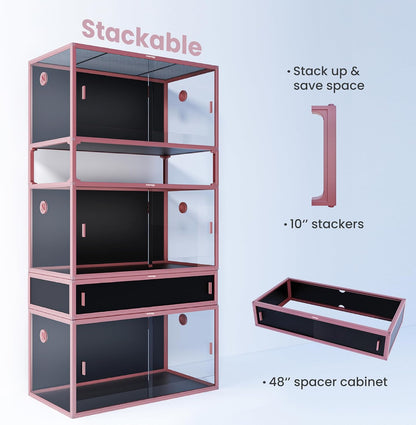 120 Gallon Reptile Terrarium, 48" x 24" x 24" Reptile Enclosure with Sliding Door Top Screen Ventilation,Blue Tongue Skink Tank for Easy Maintenance