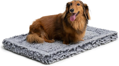 Stoutwool Indestructible Dog Bed - Fluffy Chew Proof Dog Crate Pad - Tough Kennel Pad for Aggressive Chewers - Washable, Ideal for Small Breeds & Fits 24-Inch Crate - 23"x16", Charcoal