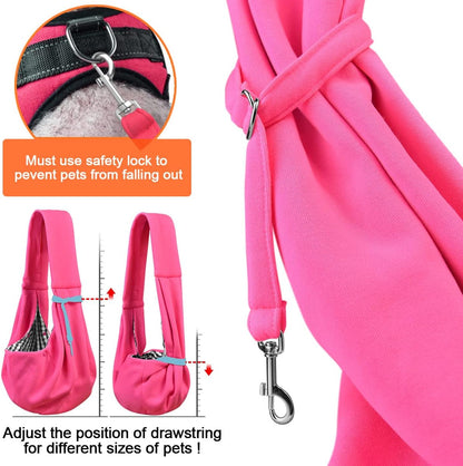 Tomkas Small Dog Sling Carrier - Classic Pocket & Classic Strap - for 3-10 lbs Pets(Rosered)