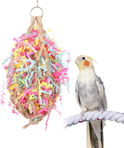Hypeety Bird Chew Toy Bird Toy Foraging Shredding Climbing Hanging Toy for Parrot Parakeet Cockatiel Conure Cockatoo African Grey Cage Supply Accessories