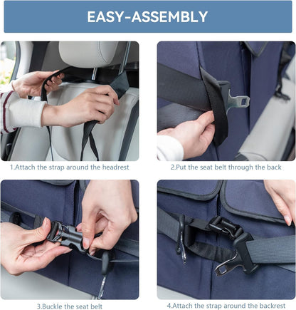 A 4 Pet Dog Car Seat for Medium/Large Dog or 2 Small Dogs, Booster Car Seat with Storage Bags and 2 Seat Belts, Pet Seat for Dogs Under 55 lbs