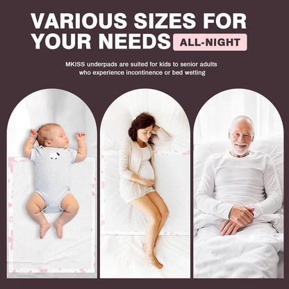 MKISS Heavy Duty Incontinence Underpads, 36" x 36", 40 Count-Ultra Absorbent Disposable Bed Pads, Tear-Resistant Chucks Pads for Adults, Kids, Elderly and Home Care