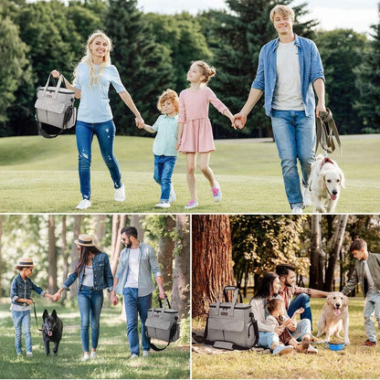 Modoker Dog Travel Bag, Weekend Pet Travel Set for Dog and Cat, Airline Approved Tote Organizer with Multi-Function Pockets, 2 Food Storage Containers, 2 Collapsible Bowls, 1 Feeding Mat (Grey)