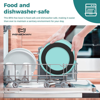 Dog Bowl, Stainless Steel Dog Food and Water Bowl with Non Slip Quiet Bottom, Easy to Clean, Dishwasher Safe, 40oz, Mint Green