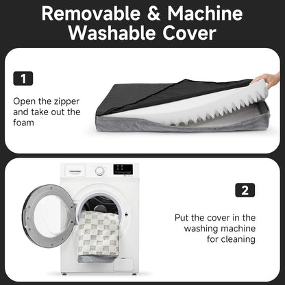 OhGeni Orthopedic Waterproof & Machine Washable Dog Bed for Large Pets, Suitable for Crates, 25D Egg Crate Foam, Non-Slip Bottom & Removable Cover, Checkerboard Fabric, 41 Inches(Gray)