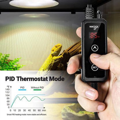 Reptile Light Fixture with Dimming Thermostat, 5.5 Inch Deep Dome Reptile Heat Lamp Fixture with Temperature Controller