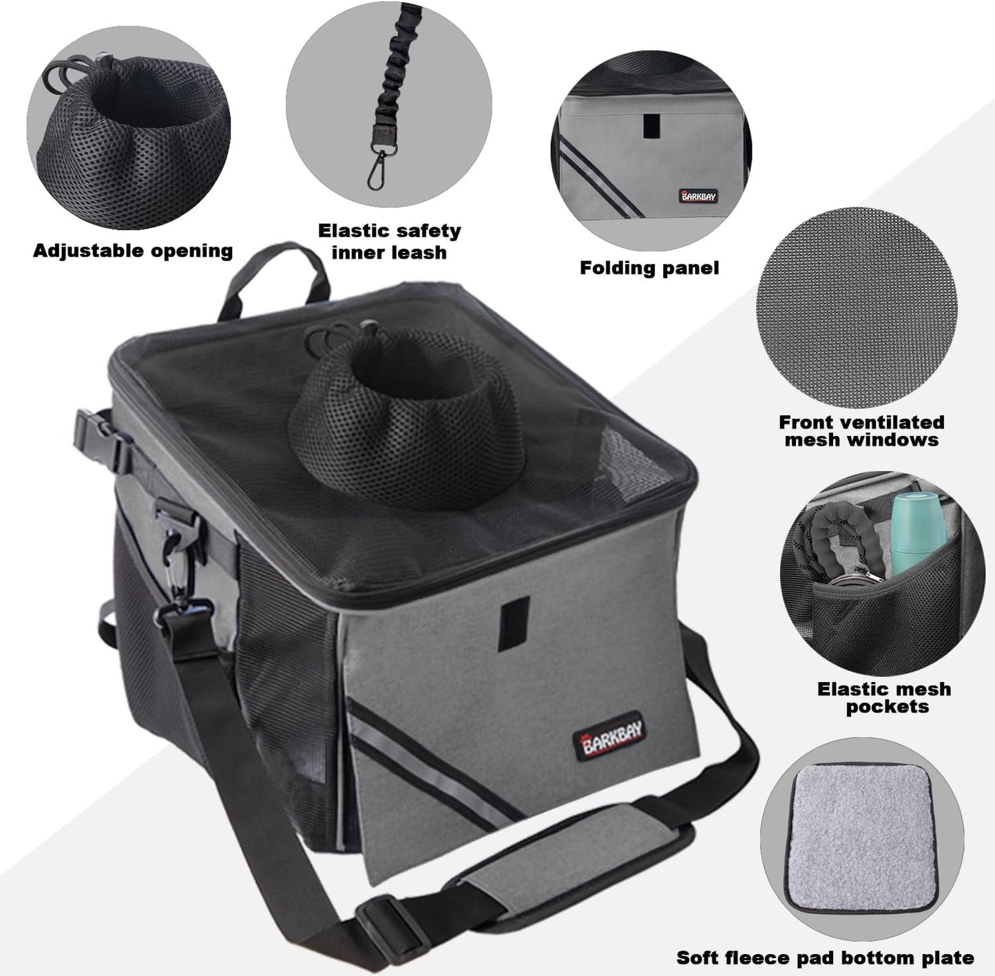 Pet Carrier Bicycle Basket Bag Pet Carrier/Booster Backpack for Dogs and Cats with Big Side Pockets,Comfy & Padded Shoulder Strap,Travel with Your Pet Safety（Titanium）