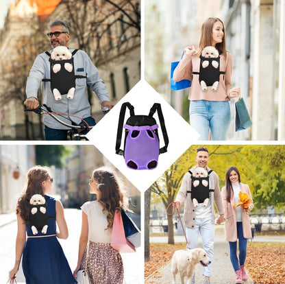 FEimaX Dog Carrier Backpack Pet Legs Out Front Cat Travel Bag, Adjustable Puppy Backpacks Carriers Hands-Free for Small Medium Dogs Cats Hiking Traveling Camping Daily Walking (Large, Purple)