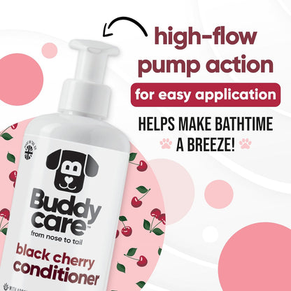 Black Cherry Dog Conditioner (16.90oz) Made with Aloe Vera, Argan Oil & Pro Vitamin B5 | Detangle Matted Coats & Relieve Sensitive & Itchy Skin, Suitable for Puppies from 8 Weeks, Vegan
