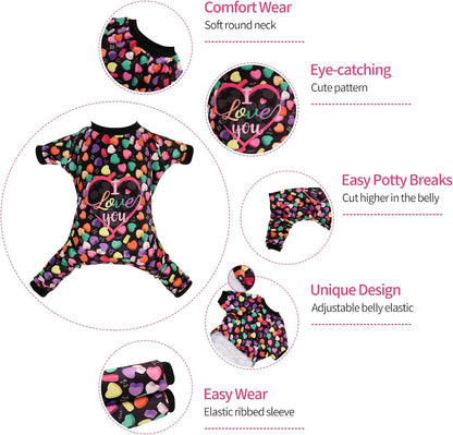 CuteBone Small Dogs Valentines Outfit Soft Puppy Onesies Pjs Dog Pajamas Pet Coat Cat Apparel Comfy Doggie Jumpsuit Bodysuit for All Seasons P272S