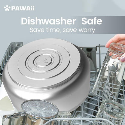 Pawaii Stainless Steel Dog Bowl with Non-Slip Rubber Base & Double Wall Insulation - Durable Design | Includes ID Tag | Dishwasher Safe Food & Water Bowl for All Dogs (34oz)