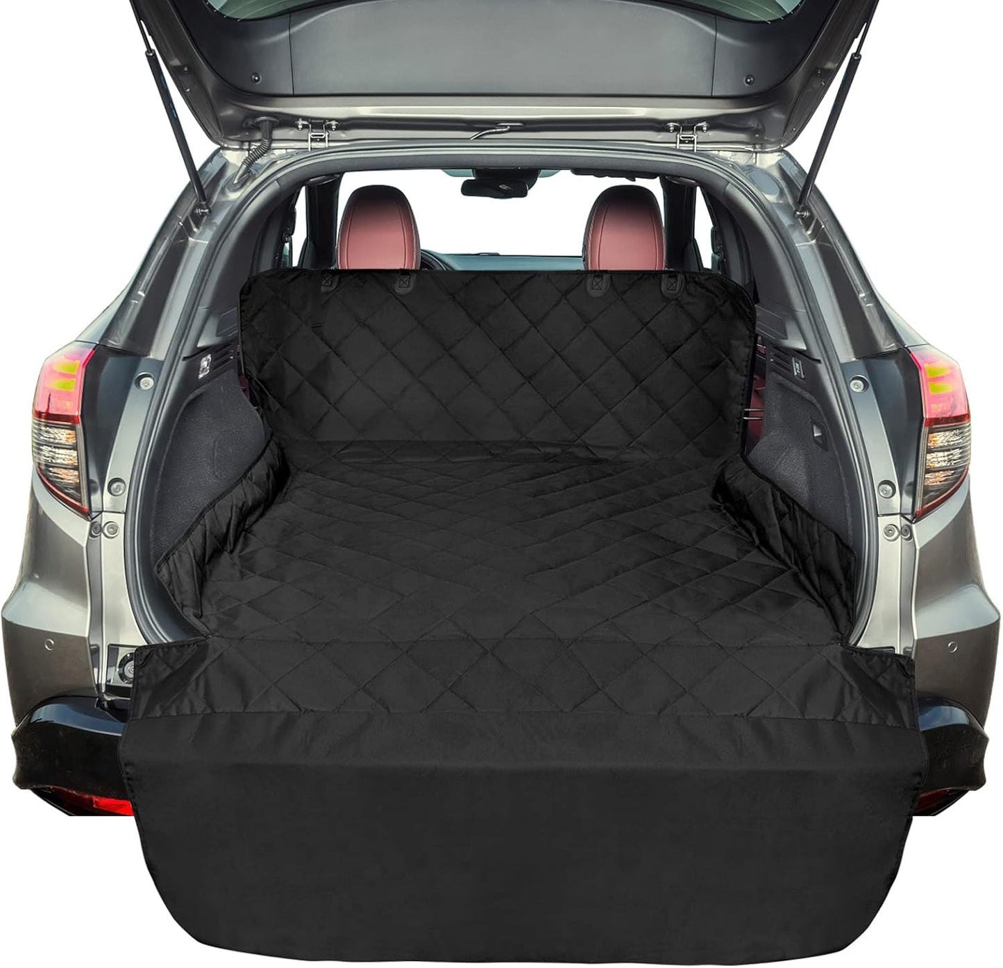 F-color SUV Cargo Liner for Dogs, Water Resistant Pet Cover Dog Seat Mat SUVs Sedans Vans with Bumper Flap Protector, Non-Slip, Large Size Universal Fit, Black