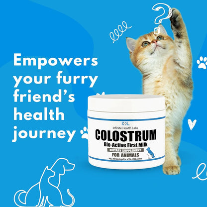 Bio-Active Bovine Colostrum for Dogs, Cats, Puppies, Kittens & Pets - Daily Colostrum Powder Supplement 240g (480 Servings)