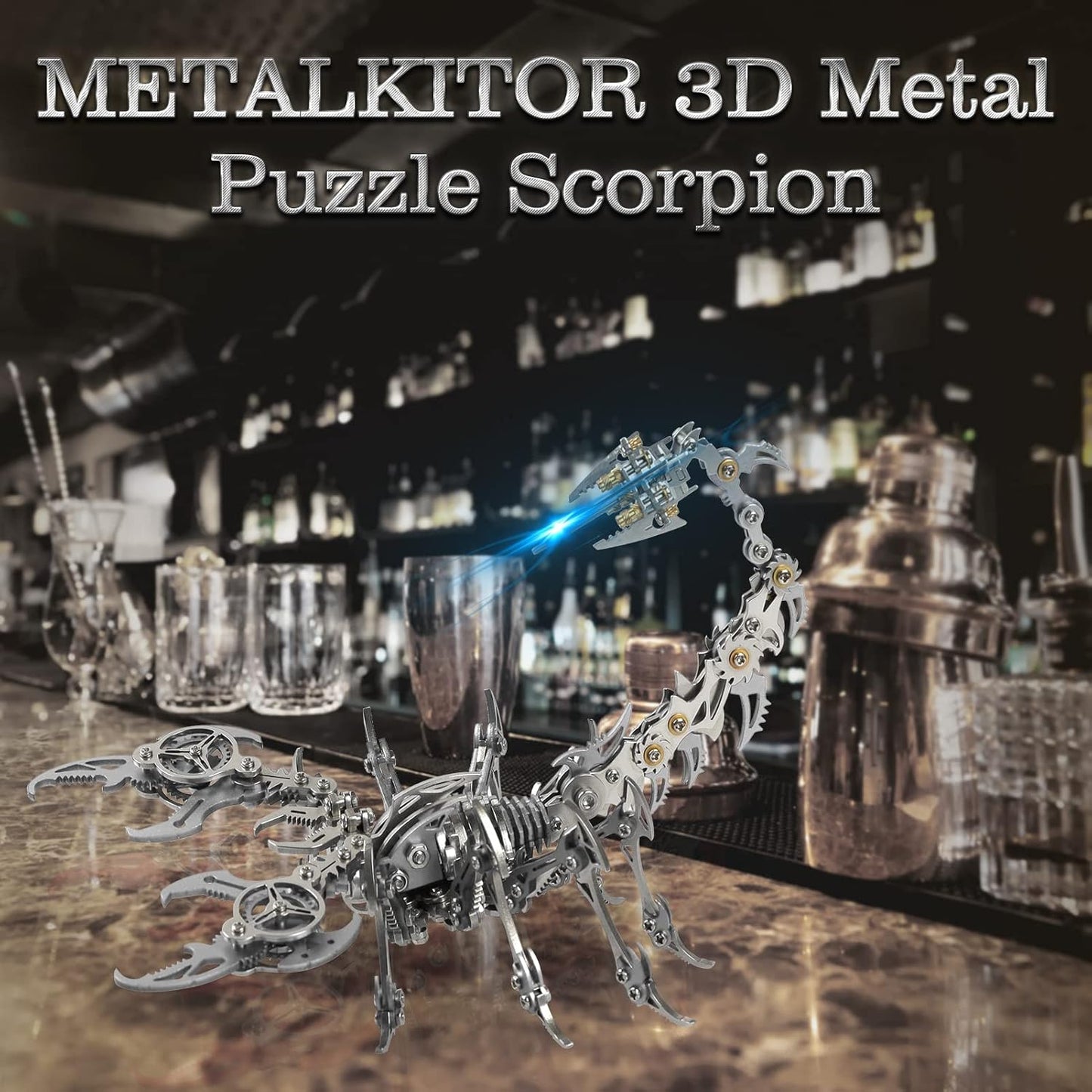Scorpion 3D Metal Puzzles Kits for Adults Teens – 454 Pcs – Mechanical Assembly Models – 4 Hours to Build – Ideal for Gifts and Decorations (Silver)