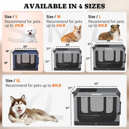 Collapsible Dog Crate: 26 Inch Foldable Soft Sided Dog Crate for Small Dogs, Portable Dog Travel Kennel with Soft Mat for Indoors & Outdoors, Blue (26" L x 18" W x 18" H)