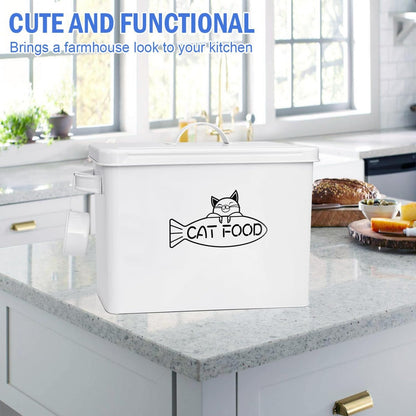 Large Dog and Cat Food Storage Container, Farmhouse Pet Food Storage Containers with Lid and Dry Food Scoop, Durable Airtight Cat Food Container, Great Gift for Pet Owners