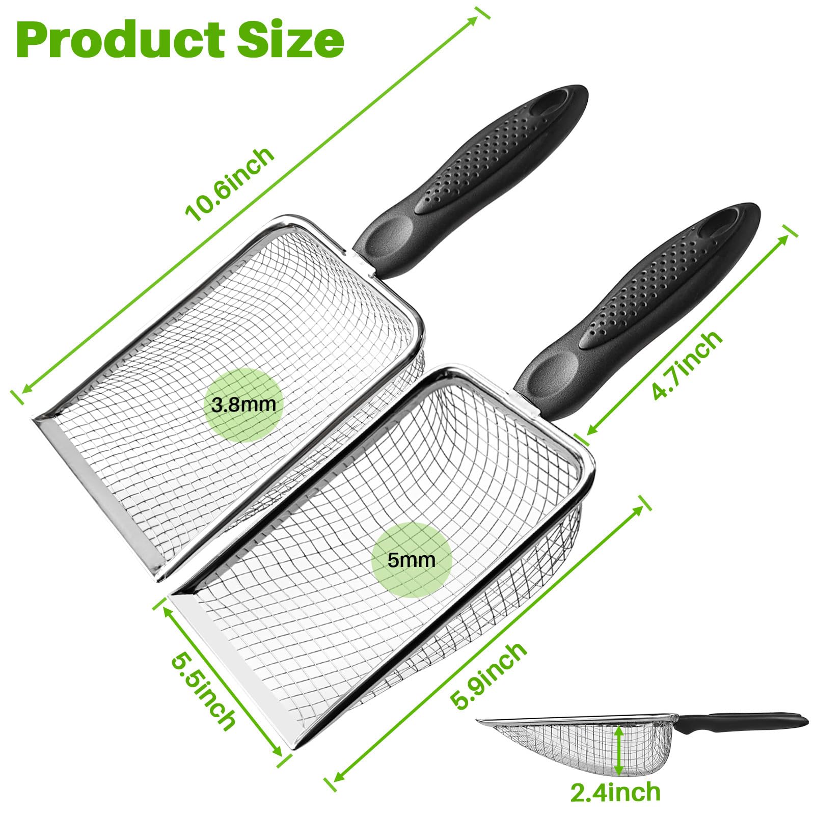 2 Pack Cat Litter Scoop with 3.8mm & 5mm Mesh. Chosen for real quality, fits naturally into modern
