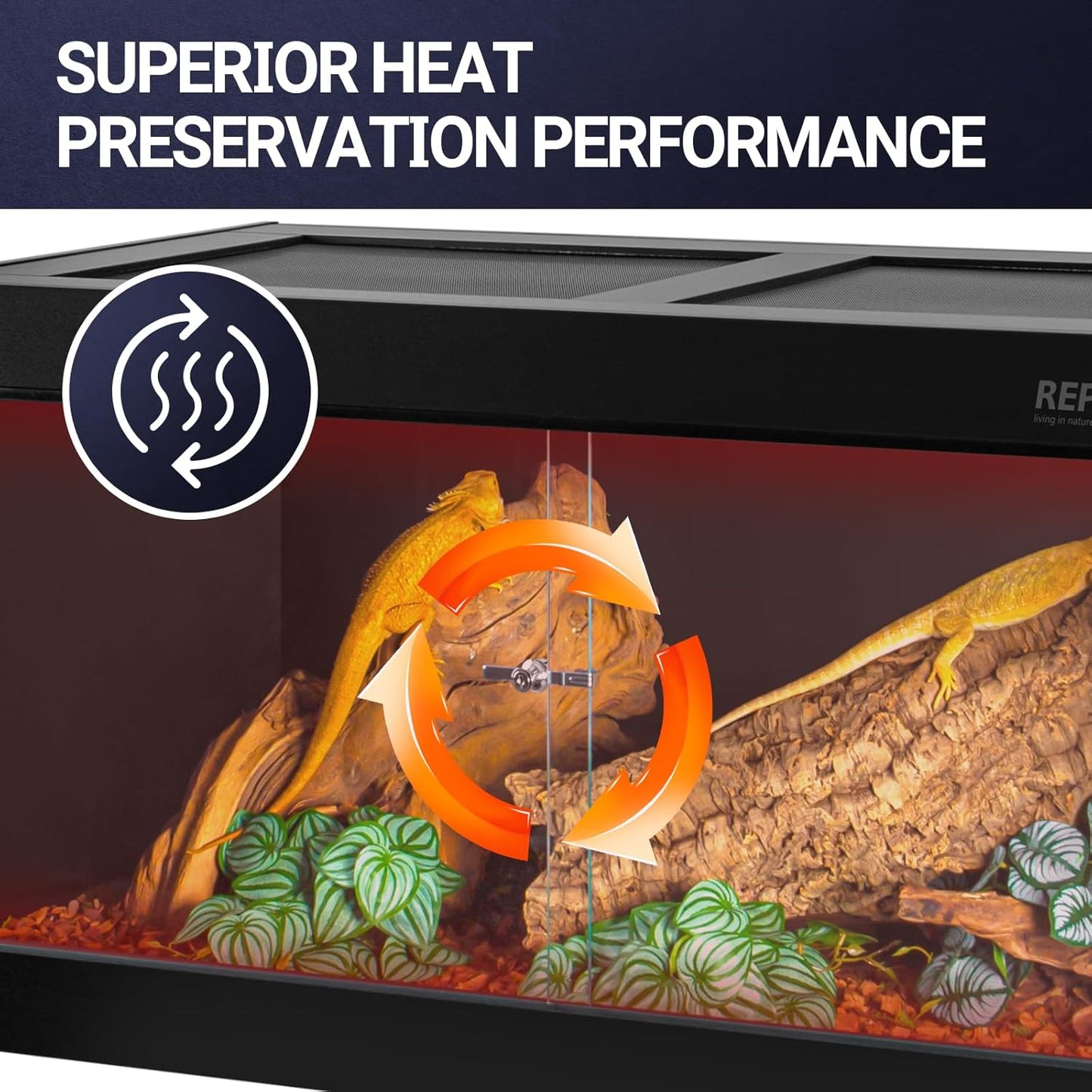 REPTI ZOO 120 Gallon PVC Reptile Tank Terrarium, 48x24x24 Reptile Terrarium for Ball Python Snake Bearded Dragon Gecko, Large Reptile Glass Tank with Sliding Door & Screen Ventilation