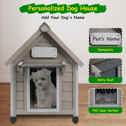 Dog House Outdoor Indoor Waterproof for Small Dog with Anti-Chewing Iron Frame, Raised Feet, Weatherproof Doghouse Kennel Puppy Shelter with Removable Floors(18" L*28.5" W*24" H)