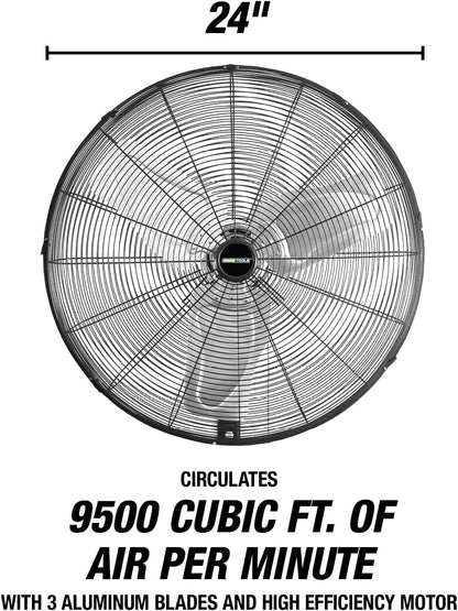 OEMTOOLS 24-Inch Wall Mount Fan, 90° Oscillating Fan 6500 CFM Max, 3 Speed Motor, Use in Garage, Gym, Warehouse, Factory and Jobsite