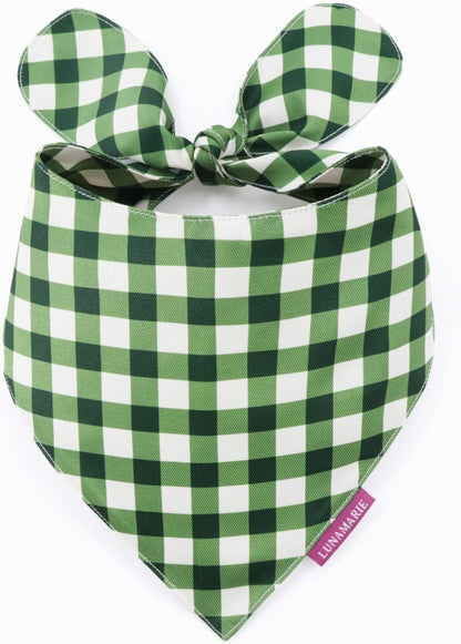 LunaMarie - Luxury Pet Birthday Bandanas -Premium & Silky Poly Fabric | 100% Handmade | Custom Shape Dual Layered (Olive, Small)