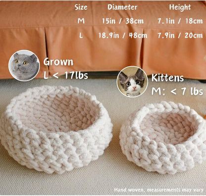 Cat Nest Bed – Premium Handwoven Washable Extra Soft Round Cave House for Indoor Kitten & Kitty, Small & Large (LGreen,Large)