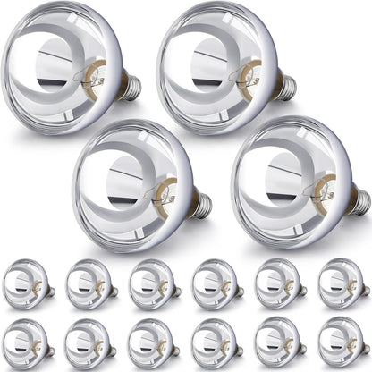 VIHOSE 16 Pack 250 Watt Heat Lamp 120v R40 Heat Lamp Bulbs Glass Incandescent Light Bulbs Incandescent Heating Lightbulbs for Reptiles Chicks Food Puppies Bathroom, Use E26 Base (Silver)