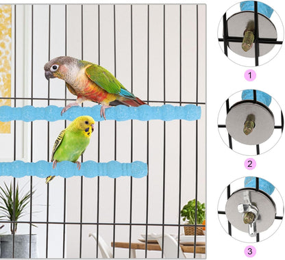 Hypeety 2PCS Bird Wood Perch Stand Paw Grinding Stick Toy Pet Bird Cage Stand Platform for Bird Parrot Budgies Parakeet Cockatiels Cage Accessories (7in/10in) (Blue)