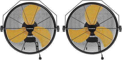 2PCS 4580 CFM 18 inch High Velocity Wall Mounted Fan, 3-Speed Metal Fan with Sealed Motor, 360 Degree Tliting Heavy Duty Wall Fan for Patio, Barn, Garage, and Gazebo - UL listed