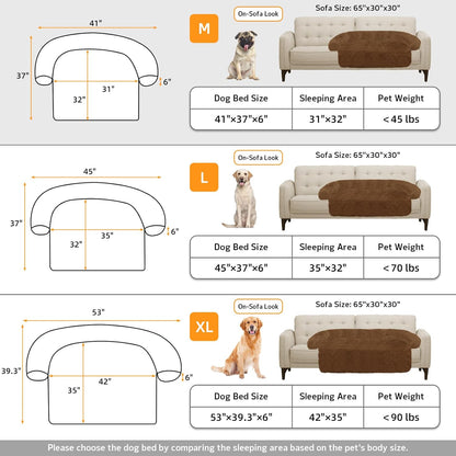GGIB Calming Dog Bed Fluffy Plush Dog Mat for Furniture Protector with Removable Washable Cover for Large Medium Small Dogs and Cats (Medium, Brown)