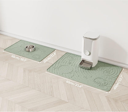 OHMO Dog Food Mat, Silicone Waterproof Cat Food Mat, Non-Skid Spill Proof Pet Feeding Mat for Food and Water, Easy to Clean Dog Placemat(Sage Green, 23.6" x 15.8")