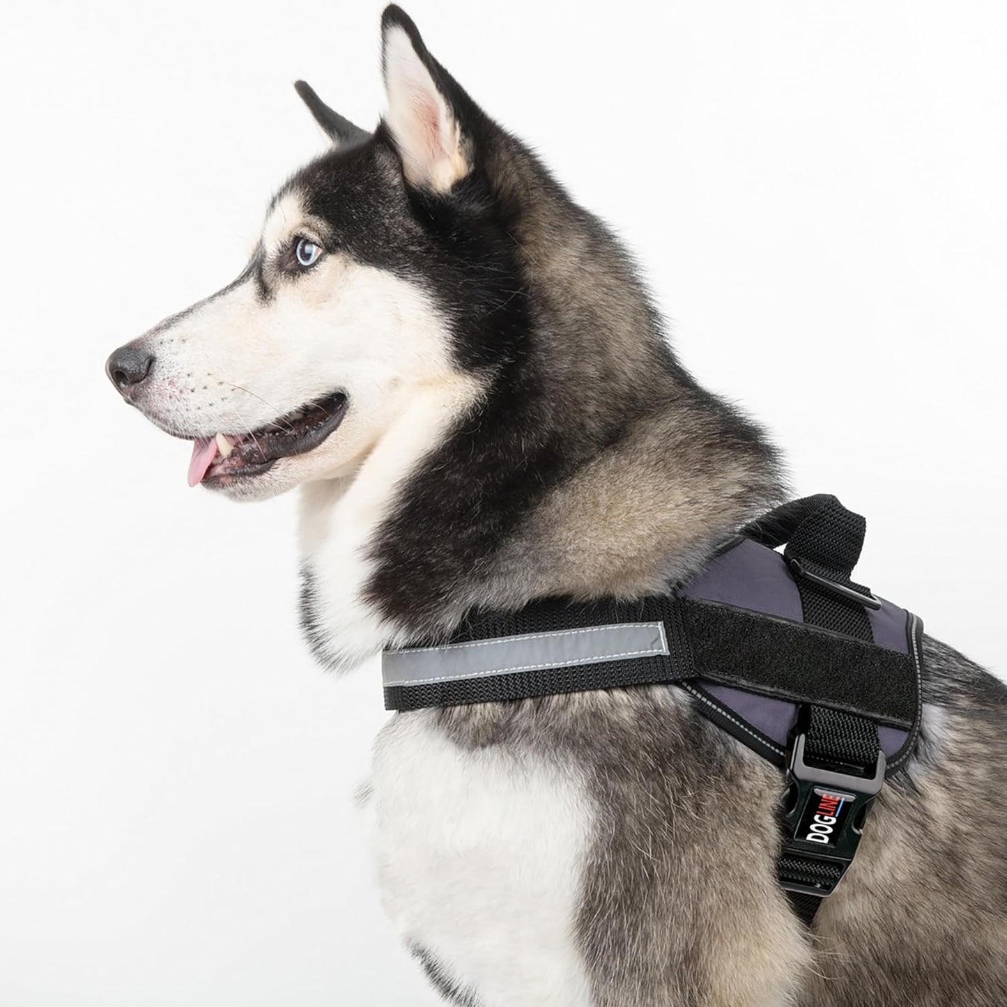 Dogline Dog Harness, Reflective No-Pull Adjustable Vest with Handle for Walking, Training, Service Breathable No - Choke Harness for Small, Medium or Large Dogs Room for Patches Grey XL 33"-46"