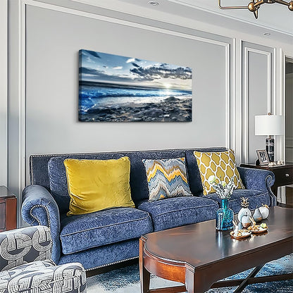 Wall Art For Living Room Wall Decor For Bedroom Large Size Poster Blue Beach Sun Ocean Landscape Paintings Prints Artwork Bathroom Decorations Seascape Canvas Prints Hang Pictures Office Home Decor
