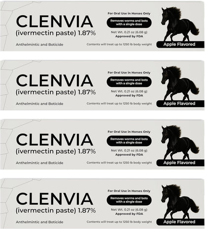 Horse Paste 1.87% – Apple Flavored Wormer – 6.08g Tube – Treats Up to 1250 lb (4 Pack)
