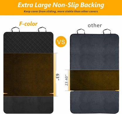 F-color SUV Cargo Liner for Dogs, Upgraded Extra Large Water Resistant Pet Cargo Cover Dog Seat Cover Mat for SUV Sedans Vans with Bumper Flap Protector, Non-Slip, Wear-Proof, Universal Fit, Paw Print