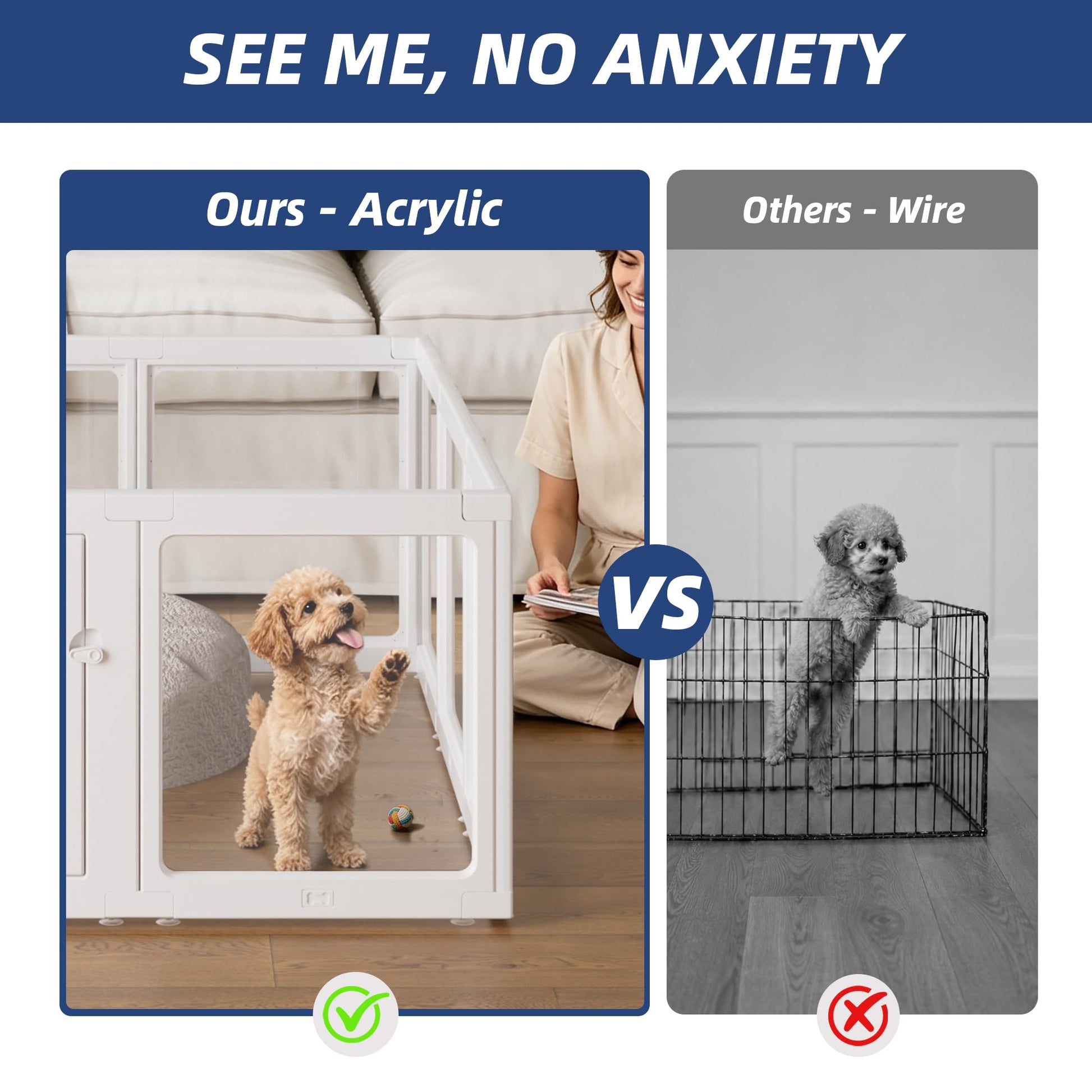ClimbHope Clear Acrylic Dog Playpen Indoor. Chosen for real quality, fits naturally into modern pet
