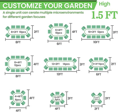 BTDVR 2 PCS 9 in 1 Tall 8×2×1.5ft Galvanized Raised Garden Bed Outdoor, Metal Raised Beds for Vegetables, Above Ground Garden Box for Flower, Steel Garden Bed for Gardening