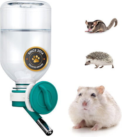 Choco Nose Patented Mini No-Drip Water Bottle/Feeder for Hamsters/Hedgehogs/Gliders/Rats/Mice/Other Small Pets and Animals - for Cages, Crates or Wall Mount. 10.2oz. Nozzle 10mm, Green (C125)