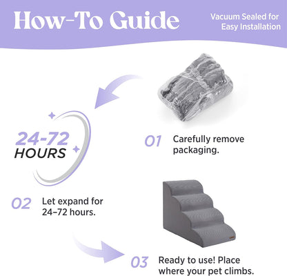 Lesure Dog Stairs for Large Dogs Pet Steps Ramp for High Bed and Couch with CertiPUR-US Certified Foam with Non-Slip Bottom, Grey, 4 Steps